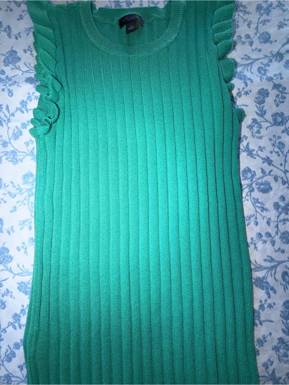 Ann Taylor Ribbed Sleeveless Cowlneck Top in Teal